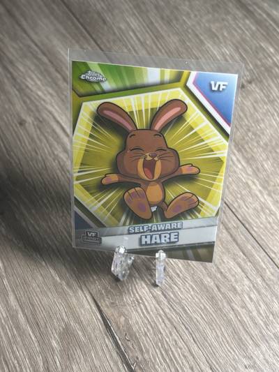Self-Aware Hare - 2026 VeeFriends Topps Chrome, Base Yellow Refractor (Blaster Only)