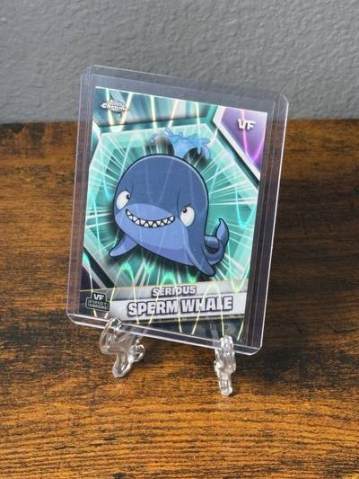 Serious Sperm Whale - 2026 VeeFriends Topps Chrome, Aqua Raywave Refractor /199