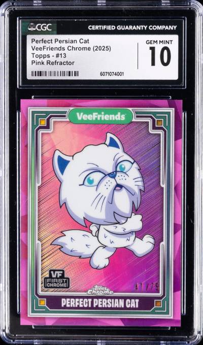 Perfect Persian Cat - 2025 VeeFriends Topps Chrome, Pink Refractor /75